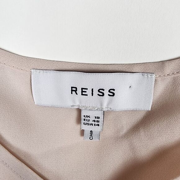 REISS WOMENS 14 CARI SHEER SPAGHETTI STRAP CAMI NUDE V NECK LIGHTWEIGHT NWOT - Picture 2 of 5